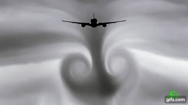 飛行機の周りにできる空気の渦