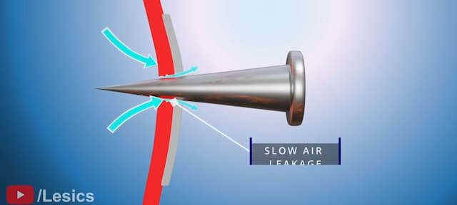 粘着テープが穴の広がりを邪魔する